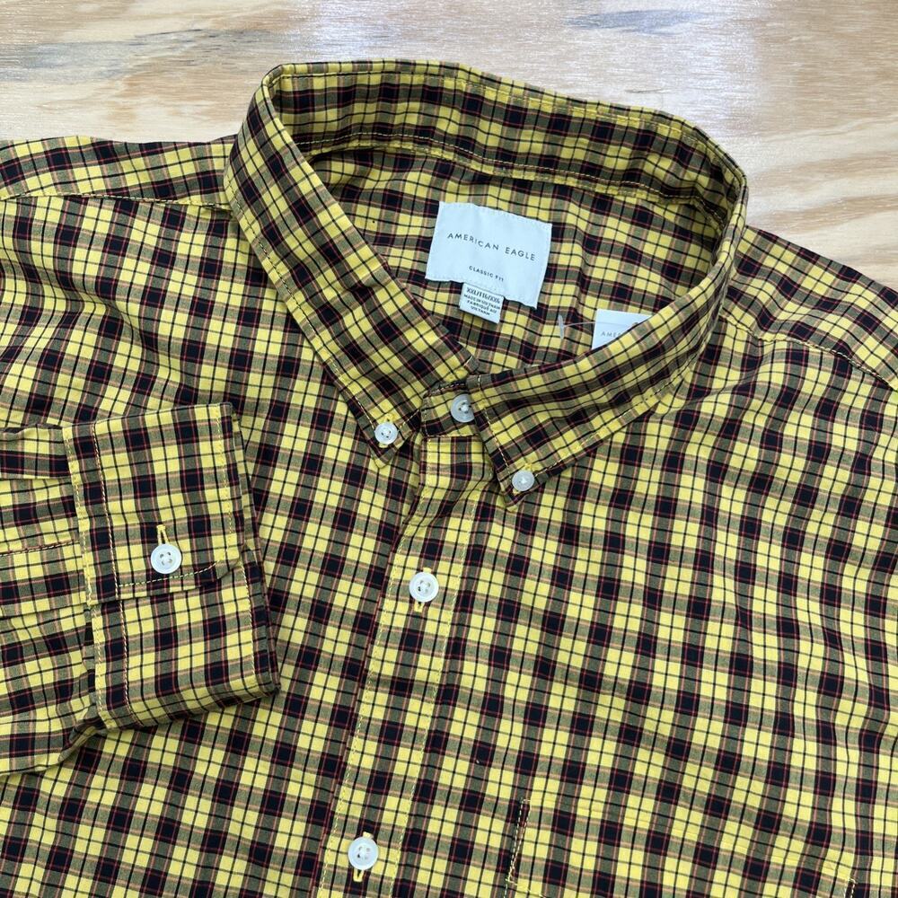 American Eagle Men's XXL Plaid Classic Fit Button Down Shirt Size XXL Preppy